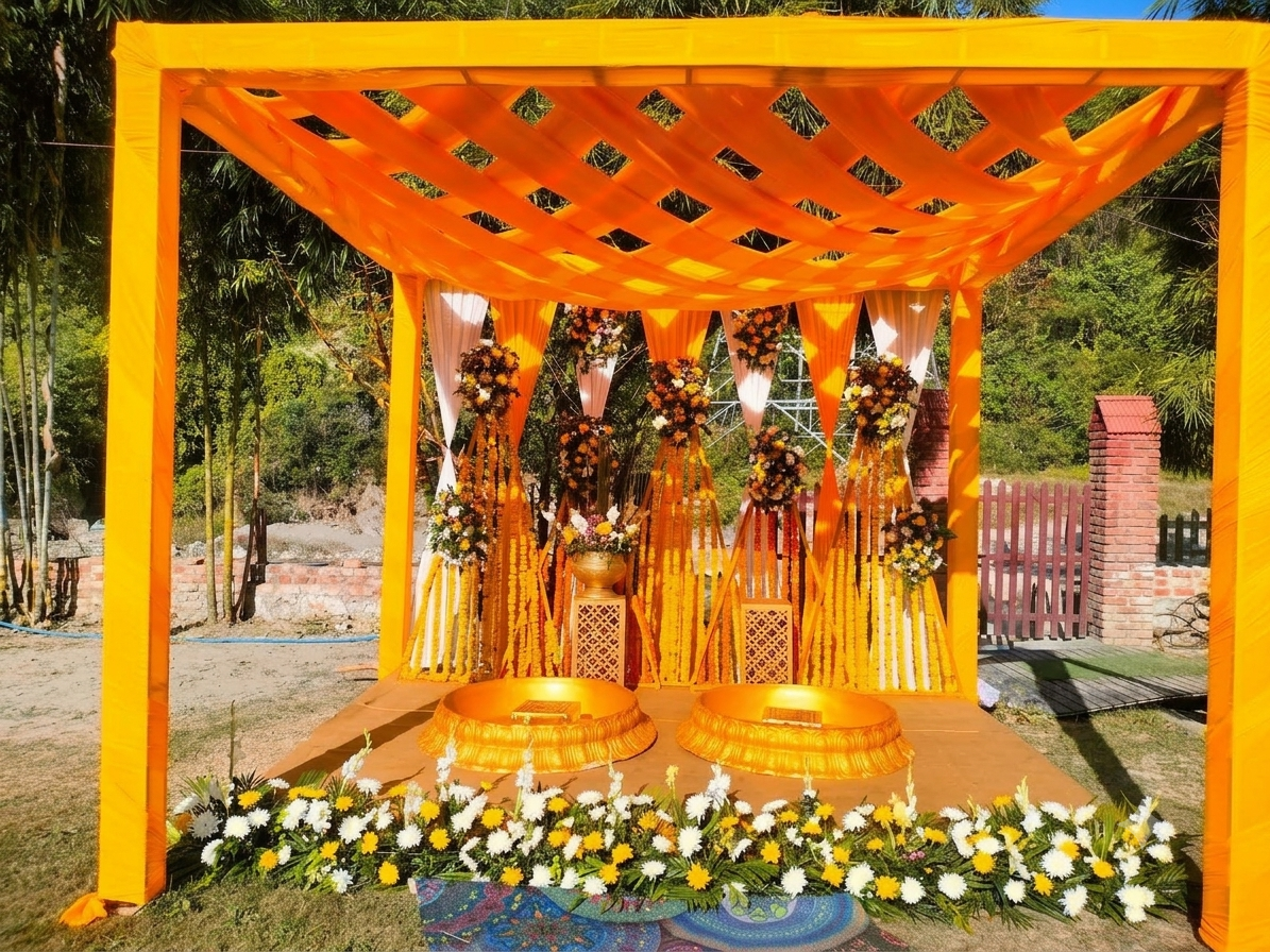 Party hall arranged for a celebration in Uttarakhand