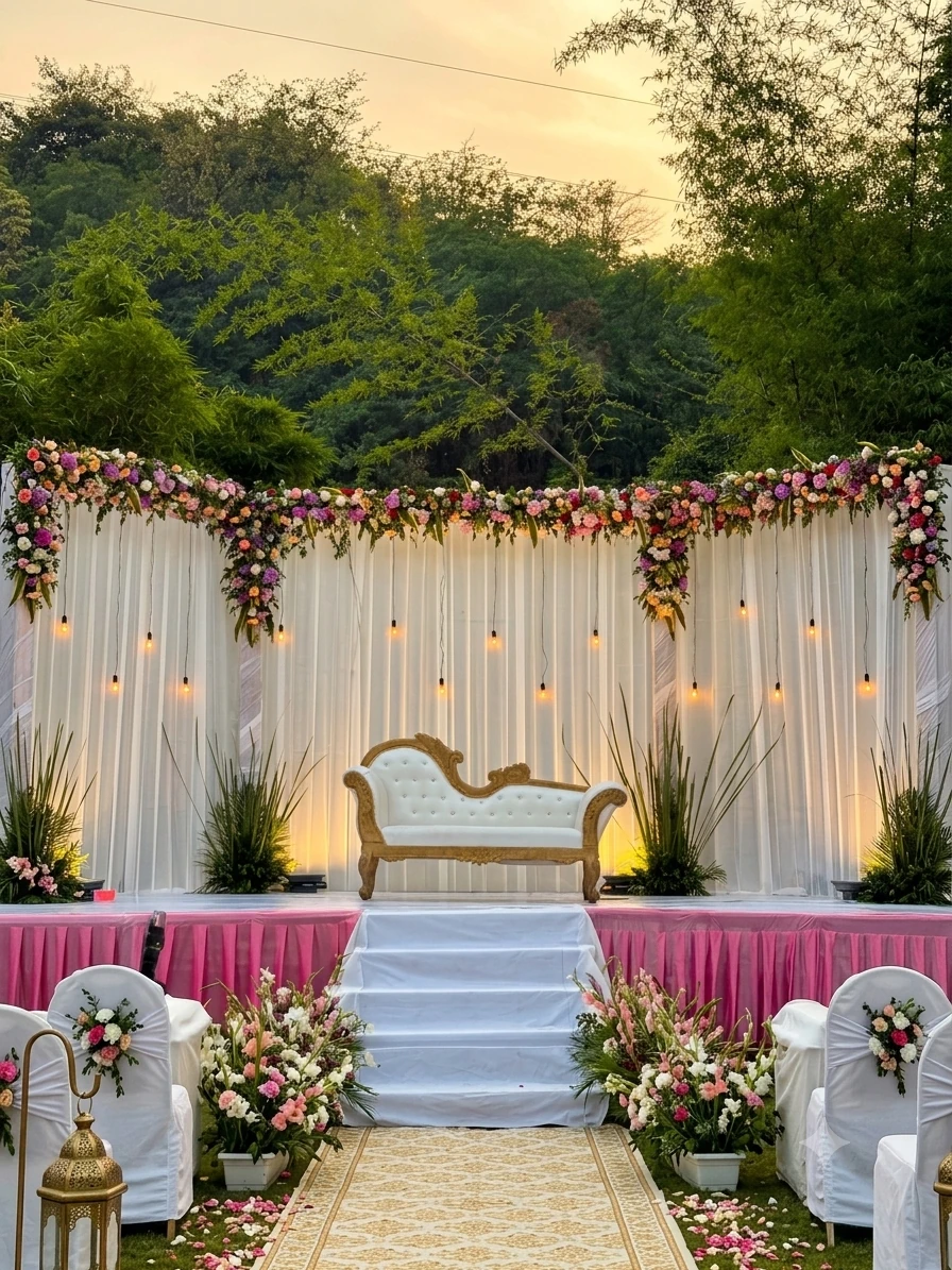 Elegant wedding table setup by Mohit Event & Wedding Planners in Dehradun