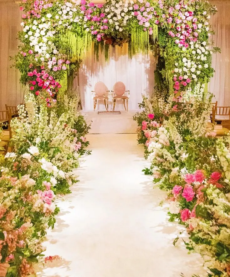 Fresh flower mandap and stage decoration for weddings