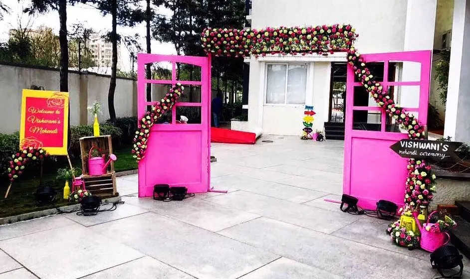 Themed party decoration setup